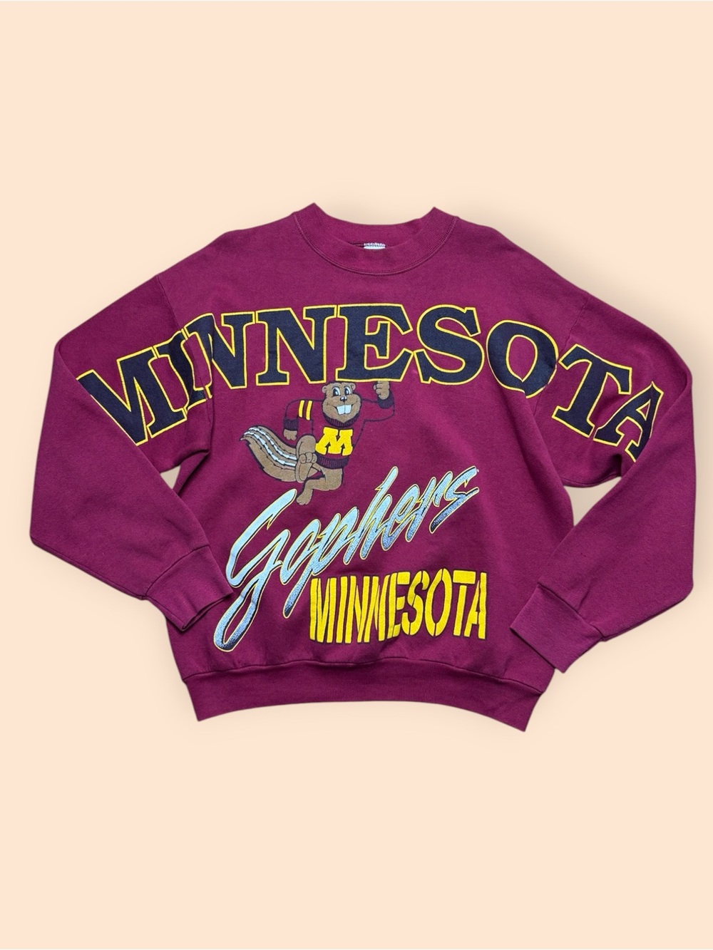 Vintage 1990s Minnesota Gophers Spell Out Crewneck Sweatshirt Large Vtg 90s - Picture 1 of 4